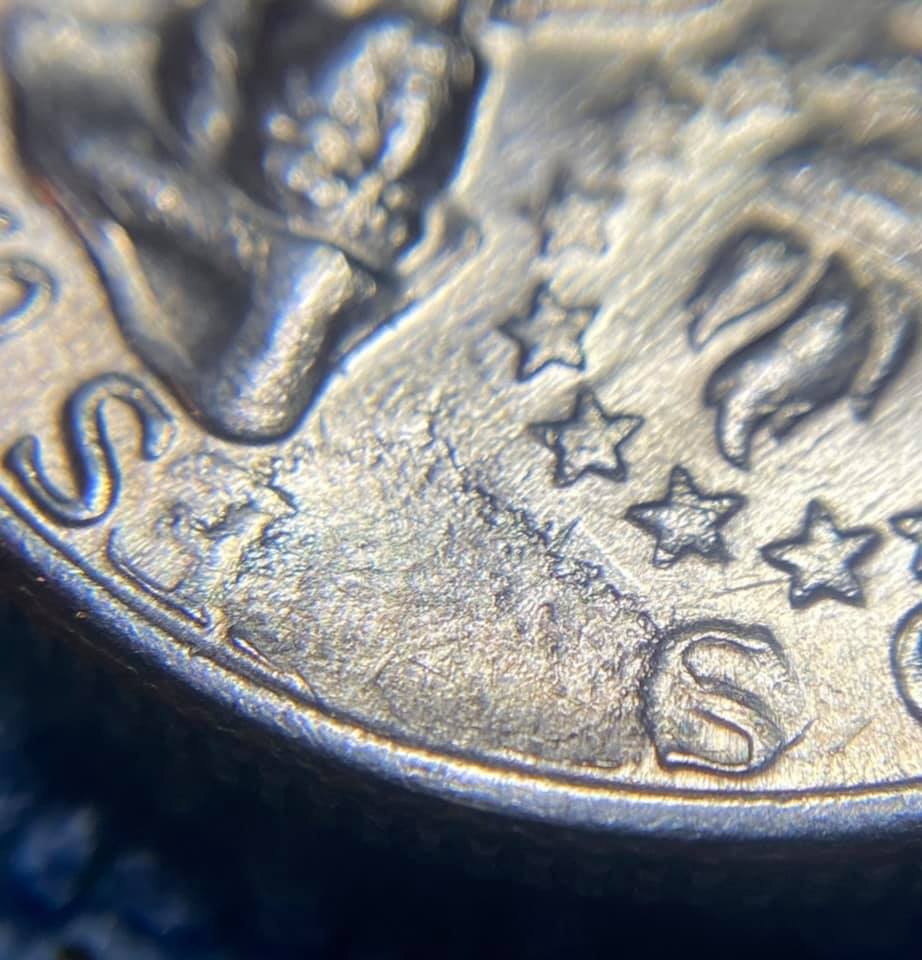 1976-Bicentennial-Quarter---Struck-Through-Grease-On-Reverse?
